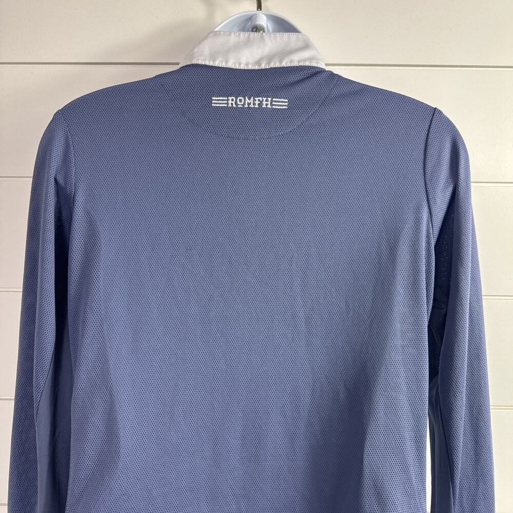 ROMFH Chill Factor Equestrian Riding Polo Shirt Long Sleeve Blue sz S - Picture 7 of 8